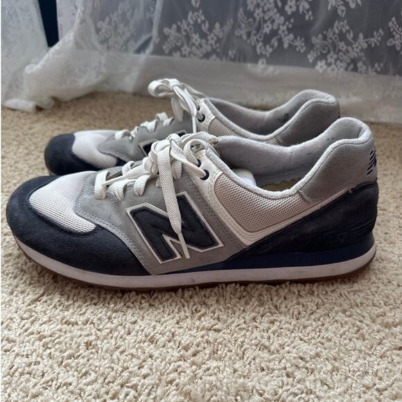 2017 NEW BALANCE 574 ML574RSC Terry Cloth Off White Navy Blue Size 12 - Picture 1 of 7